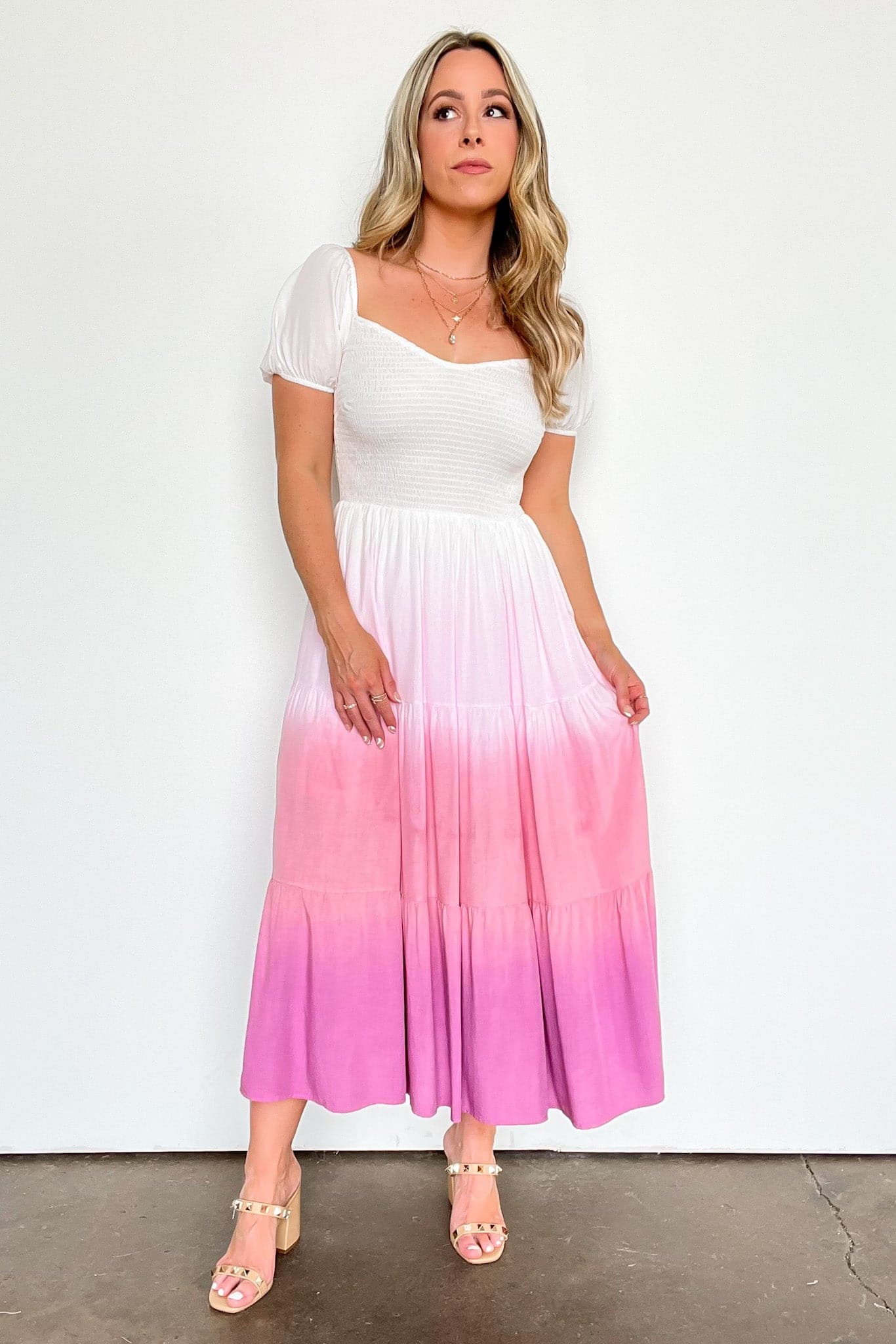 Mauve / S Destined Romance Ombre Tiered Maxi Dress - kitchencabinetmagic