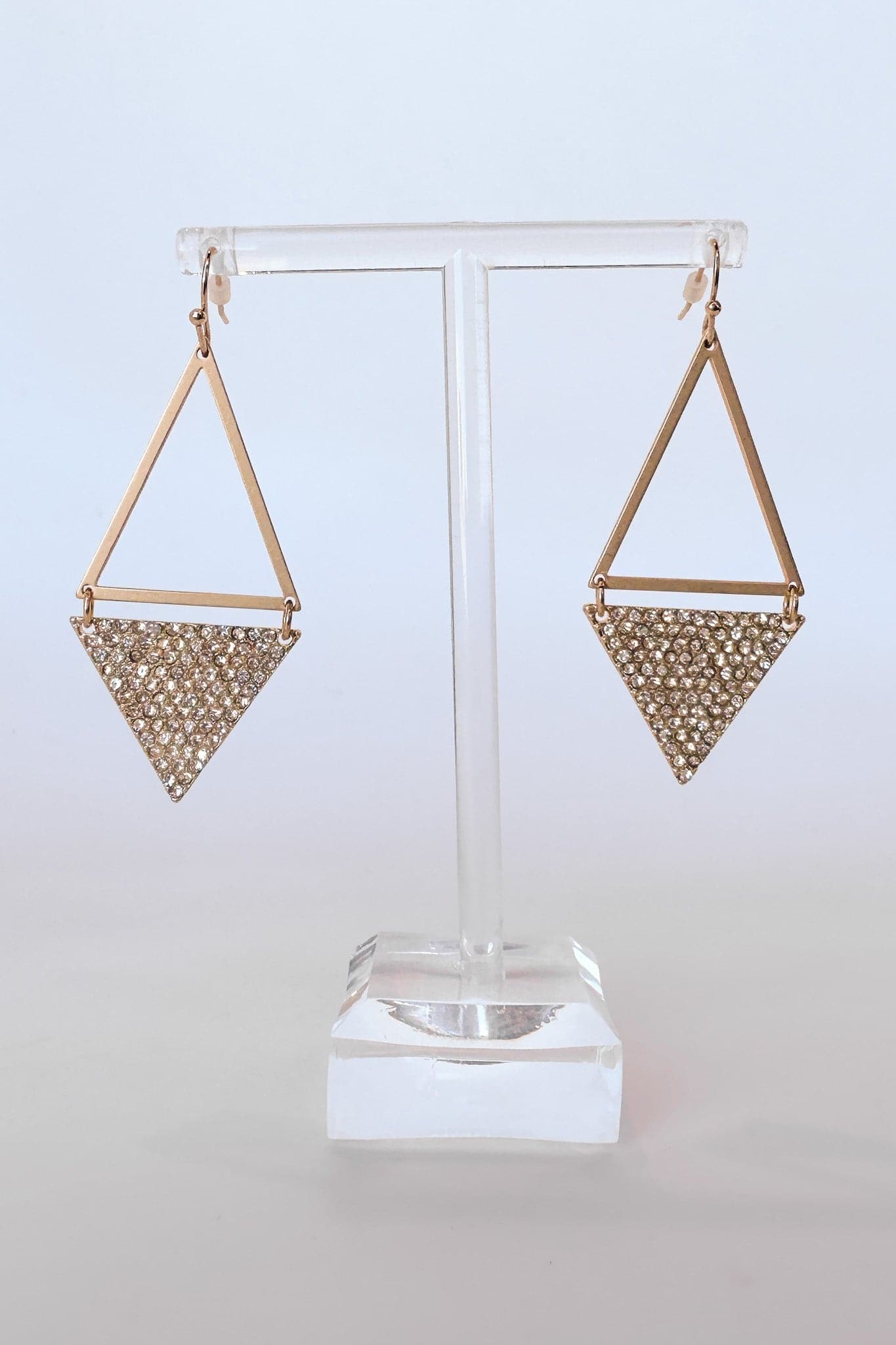 Gold Diva Days Geo Crystal Pave Drop Earrings - kitchencabinetmagic