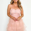 S / Blush Effervescent Afternoon Floral Lace Tulle Tiered Dress - kitchencabinetmagic