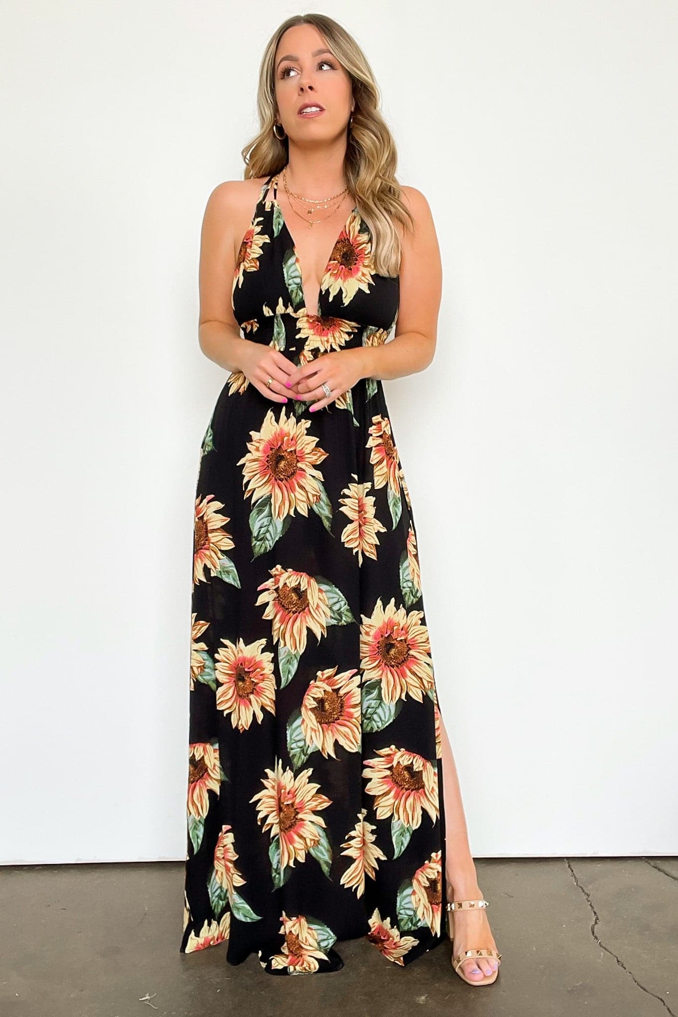 Black Sunflower / S Endearing Melody Floral Maxi Dress - BACK IN STOCK + NEW COLOR - kitchencabinetmagic