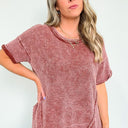  Eudorah Washed Waffle Knit Top - BACK IN STOCK - kitchencabinetmagic