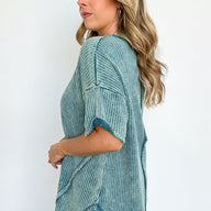  Eudorah Washed Waffle Knit Top - BACK IN STOCK - kitchencabinetmagic