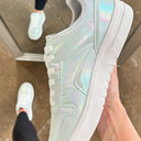 Silver Holographic / 5 Everyday Winner Platform Lace Up Sneakers - BACK IN STOCK - kitchencabinetmagic