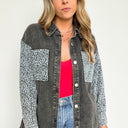  Fierce Flirt Animal Print Contrast Denim Shacket - kitchencabinetmagic