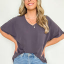 Gunmetal / S Gisella V-Neck Dolman Top - kitchencabinetmagic