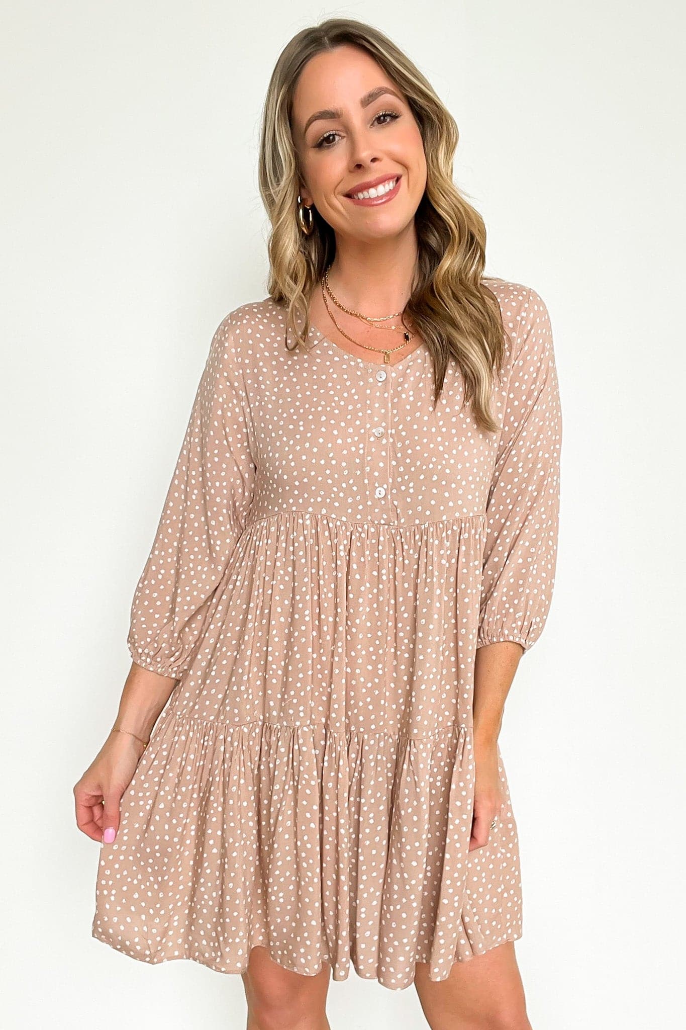  Iriala V-Neck Dot Print Tiered Dress - kitchencabinetmagic