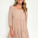 S / Taupe Iriala V-Neck Dot Print Tiered Dress - kitchencabinetmagic