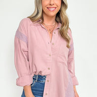 Mauve / S Jemmah Long Sleeve Button Top - kitchencabinetmagic