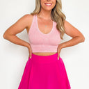 Dark Pink / SM Junella Mineral Wash Ribbed Cropped Racerback Bra Top - kitchencabinetmagic