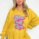  More Self Love Oversized Graphic Embroidered Pullover - kitchencabinetmagic