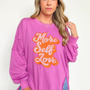  More Self Love Oversized Graphic Embroidered Pullover - kitchencabinetmagic