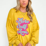  More Self Love Oversized Graphic Embroidered Pullover - kitchencabinetmagic