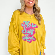  More Self Love Oversized Graphic Embroidered Pullover - kitchencabinetmagic