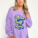  More Self Love Oversized Graphic Embroidered Pullover - kitchencabinetmagic