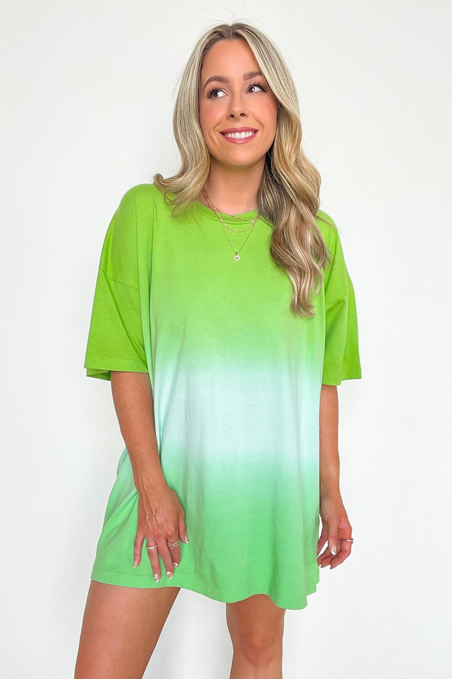Green / S Nothing But Chill Dip Dye Oversized Top - kitchencabinetmagic