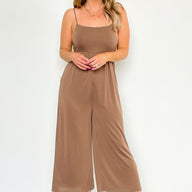 Cocoa / S Out to Brunch Flowy Knit Jumpsuit - kitchencabinetmagic