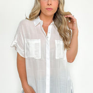  Pierson Short Sleeve Button Down Pocket Top - kitchencabinetmagic