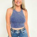 Rivera Washed Ribbed High Neck Cropped Tank Top - BACK IN STOCK - kitchencabinetmagic