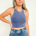  Rivera Washed Ribbed High Neck Cropped Tank Top - BACK IN STOCK - kitchencabinetmagic