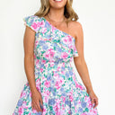  Sweet Radiance Floral Print One Shoulder Flounce Dress - BACK IN STOCK - kitchencabinetmagic