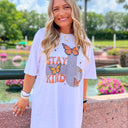 White / SM Stay Kind Butterfly Vintage Oversized Graphic Tee - kitchencabinetmagic