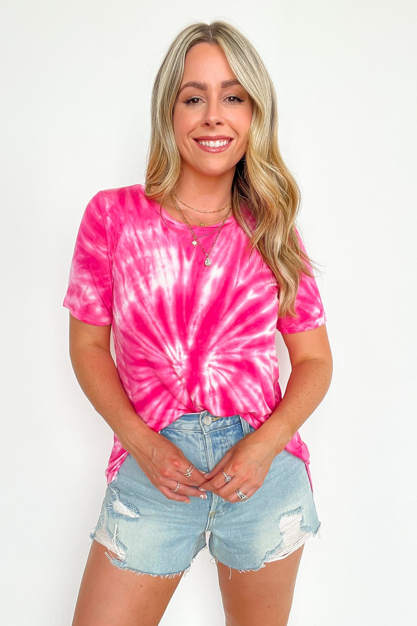  Breezy Street Spiral Dye Short Sleeve Top - kitchencabinetmagic