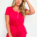  Rosalinah Jersey Knit Button Front Romper - kitchencabinetmagic