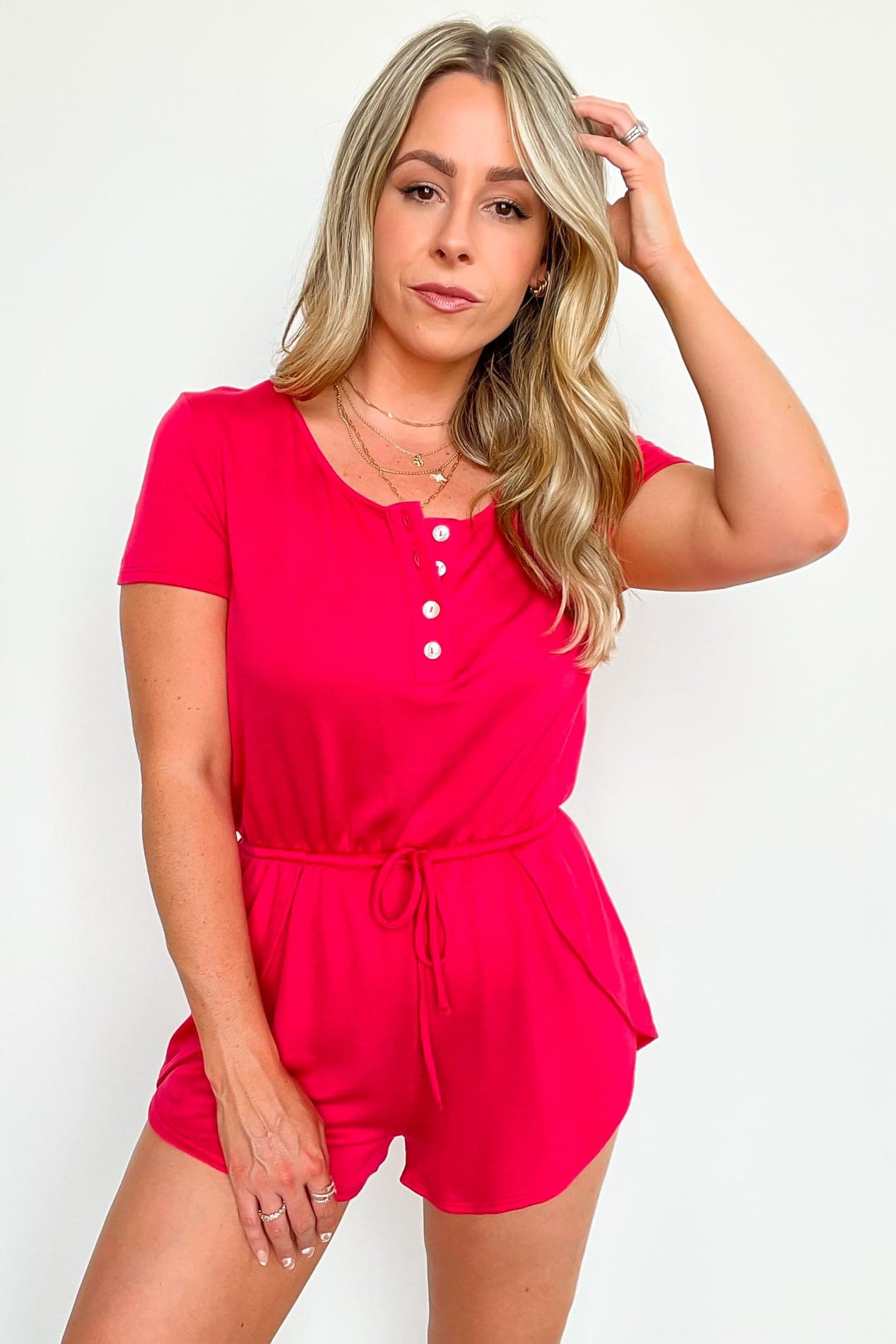  Rosalinah Jersey Knit Button Front Romper - kitchencabinetmagic