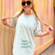  Think Happy Thoughts Oversized Graphic Tee - kitchencabinetmagic