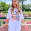  Stay Kind Butterfly Vintage Oversized Graphic Tee - kitchencabinetmagic