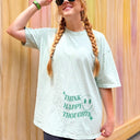 SM / Seafoam Think Happy Thoughts Oversized Graphic Tee - kitchencabinetmagic