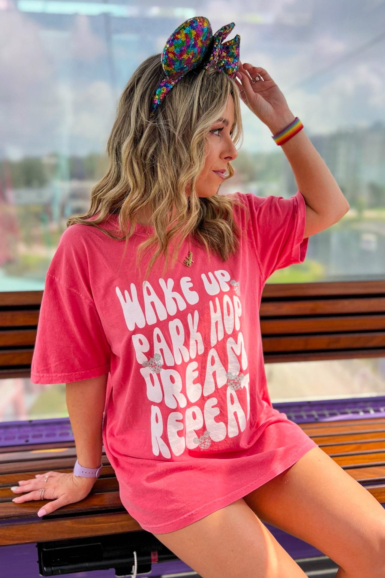  Wake Up. Park Hop. Dream. Repeat Retro Graphic Tee - kitchencabinetmagic