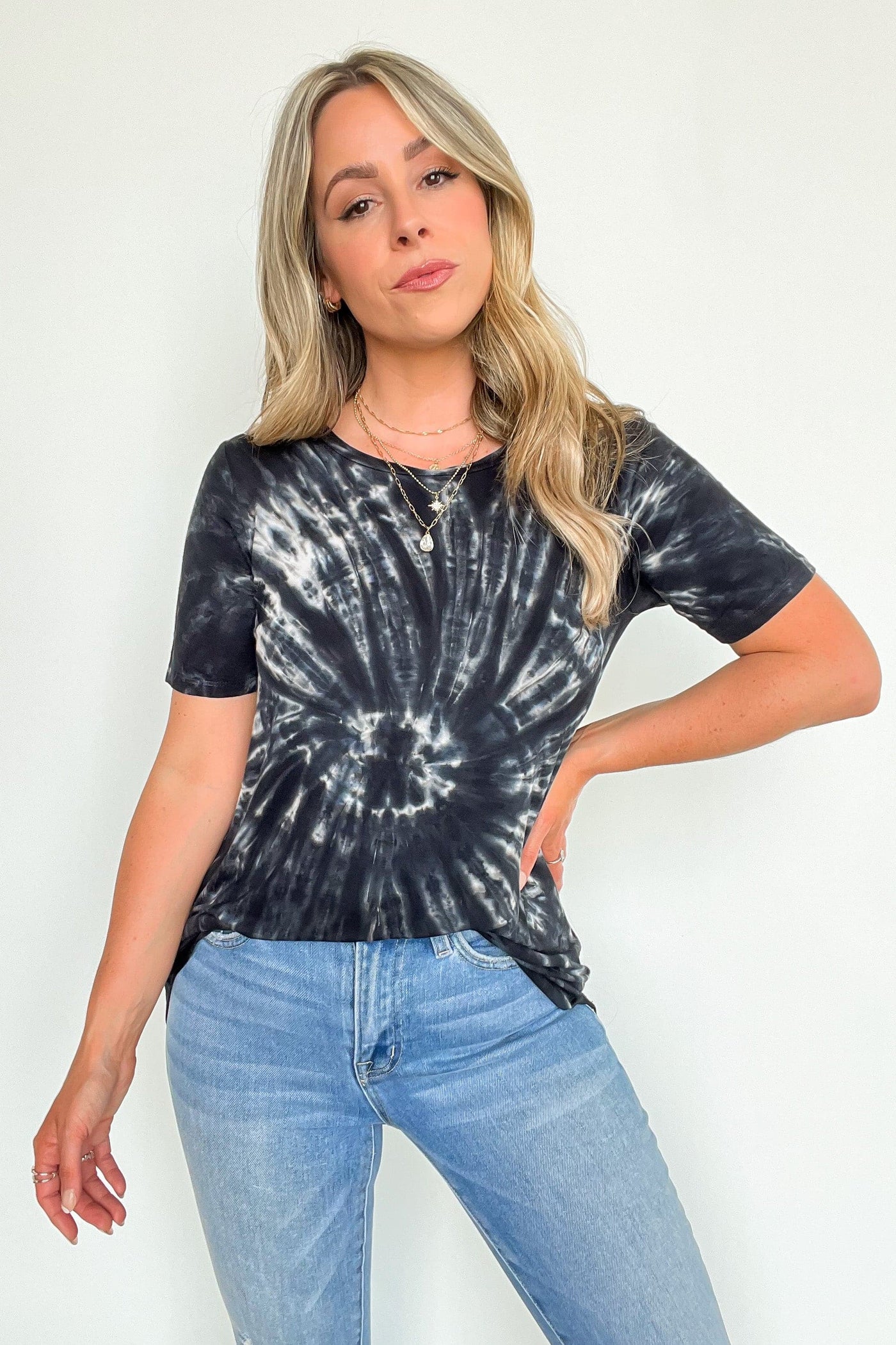  Breezy Street Spiral Dye Short Sleeve Top - kitchencabinetmagic