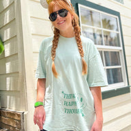  Think Happy Thoughts Oversized Graphic Tee - kitchencabinetmagic