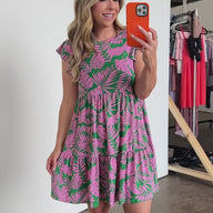 Signs of Summer Tropical Print Babydoll Dress