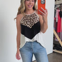 Convery Animal Print Color Block Tank Top