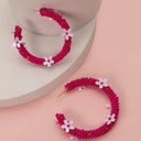  All About Sunshine Seed Bead Floral Hoop Earrings - kitchencabinetmagic