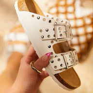  Dilone Studded Strappy Footbed Sandals - kitchencabinetmagic