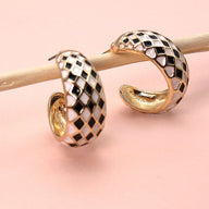  Setting the Trend Checkered Hoop Earrings | PREORDER - kitchencabinetmagic