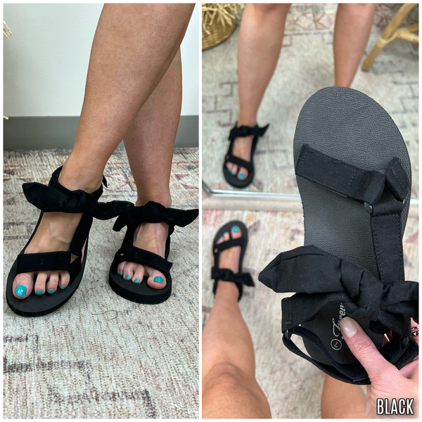  A Little Fierce Velcro Bow Sandals - angrybureaucrat