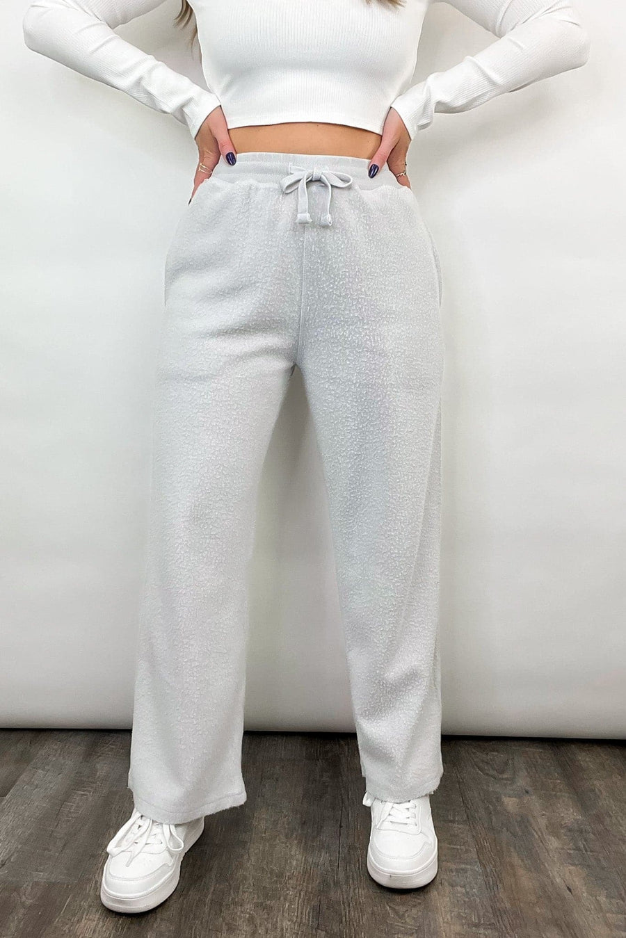 Gray / S Acee Fuzzy Knit Mineral Wash Lounge Pants - FINAL SALE - kitchencabinetmagic