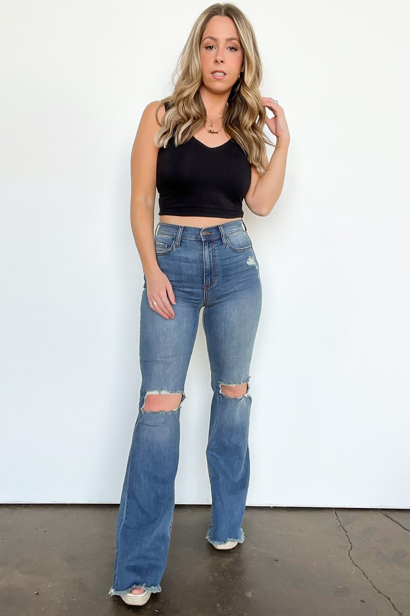  Adinah Distressed Flare Jeans - BACK IN STOCK - kitchencabinetmagic