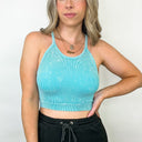 Ice Blue / SM Aimara Washed Ribbed Seamless Cropped Top - BACK IN STOCK - kitchencabinetmagic