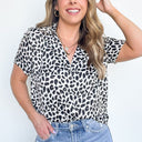 S / Cream/Black Akirah Animal Print Button Down Top - kitchencabinetmagic