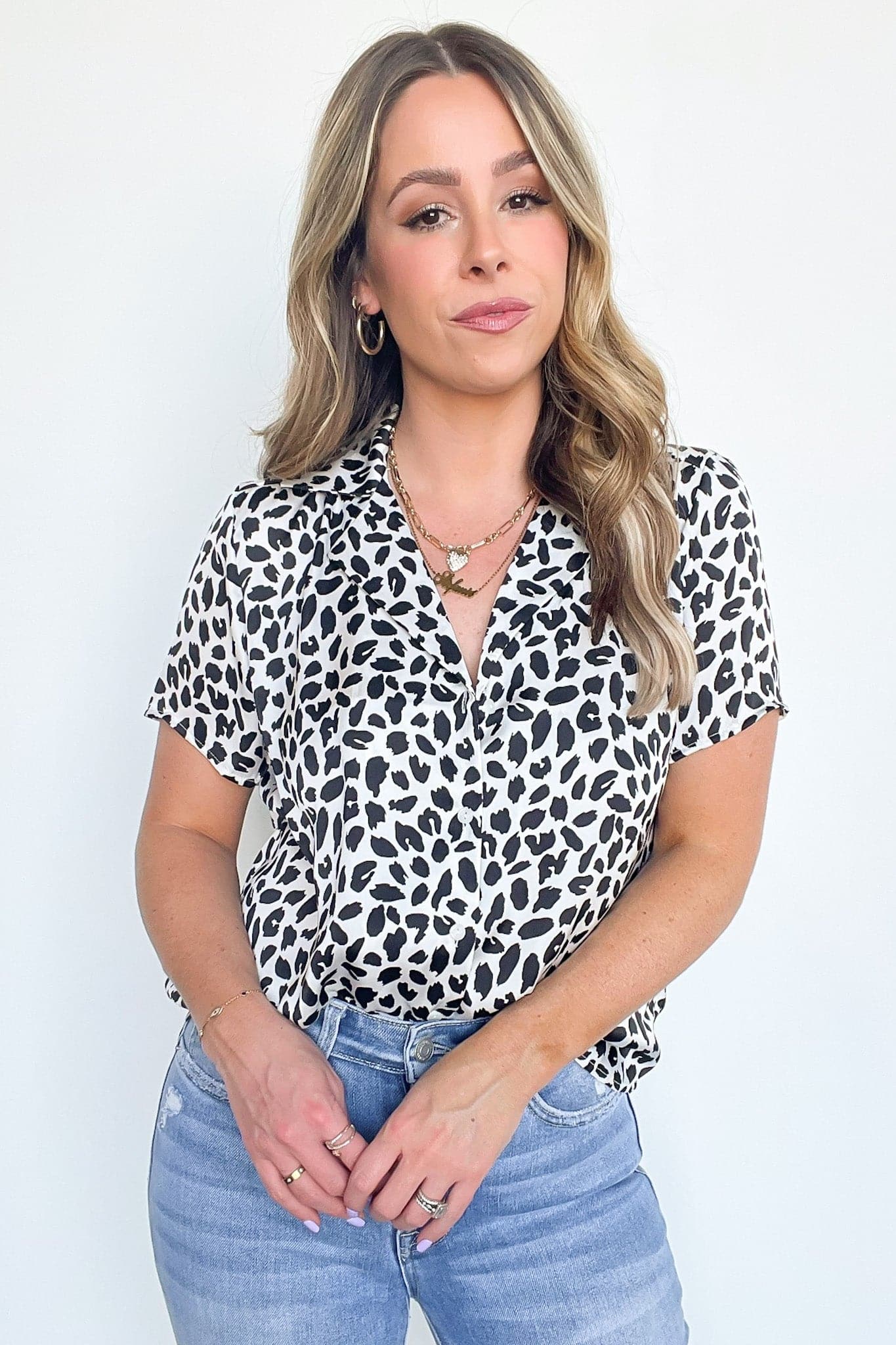  Akirah Animal Print Button Down Top - kitchencabinetmagic