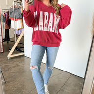  Alabama Oversize Corded Graphic Pullover - kitchencabinetmagic