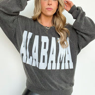 Black / S Alabama Oversize Corded Graphic Pullover - kitchencabinetmagic