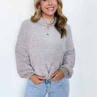 Light Gray / S Aleisha Chenille Turtleneck Sweater - FINAL SALE - kitchencabinetmagic