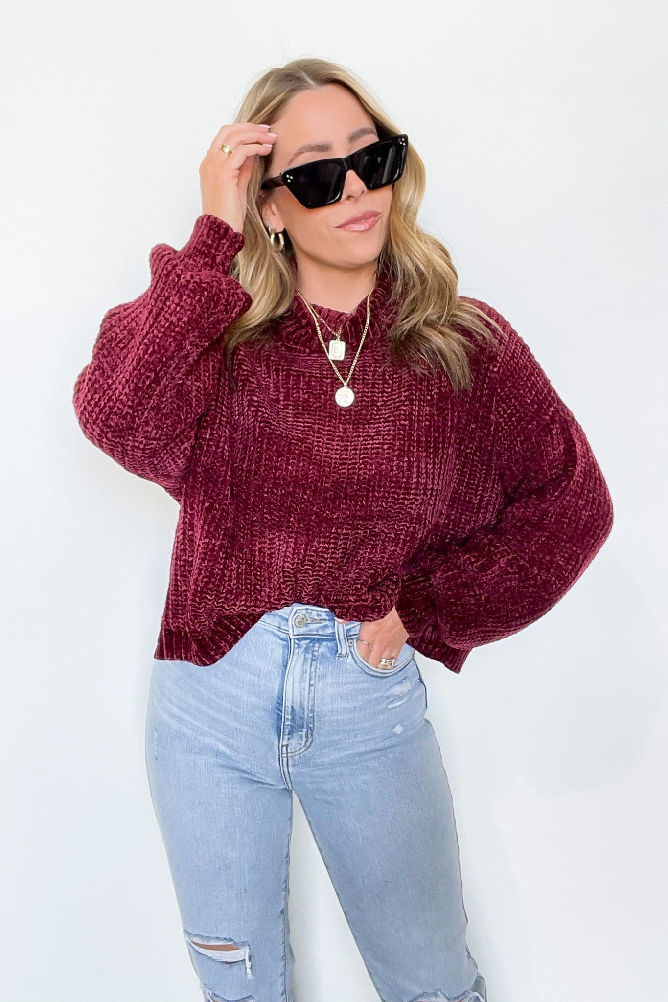  Aleisha Chenille Turtleneck Sweater - FINAL SALE - kitchencabinetmagic