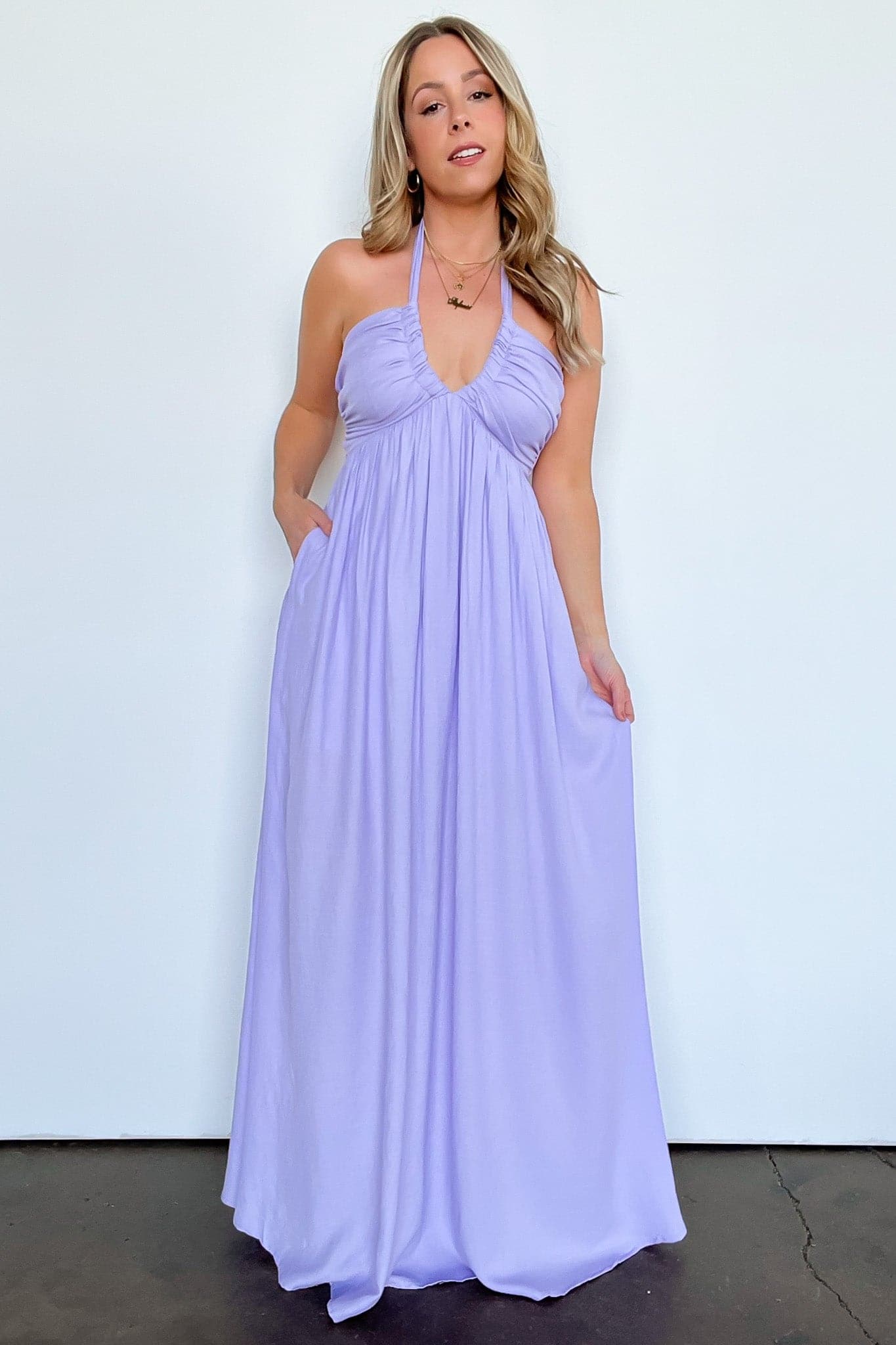  Alexaly Flowy Halter Maxi Dress - kitchencabinetmagic